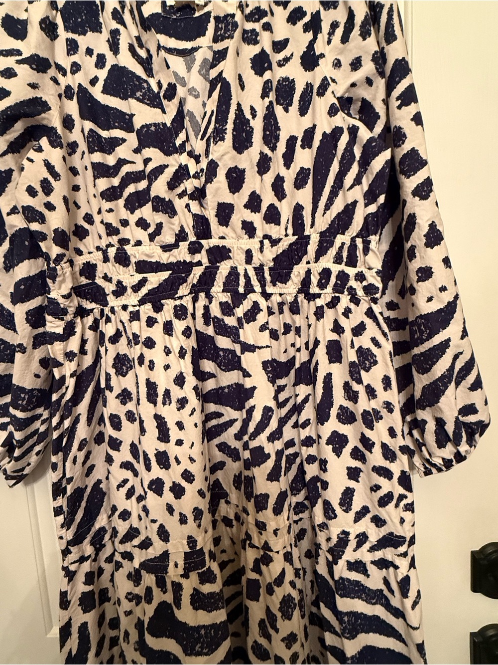 Anthropologie Navy and Cream Animal-Print Maxi Dress - Picture 3 of 5